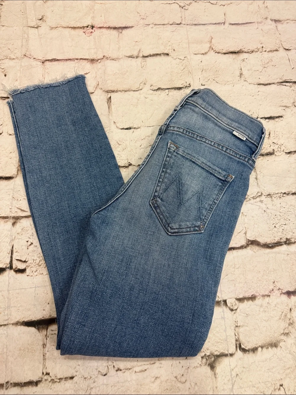 MOTHER The Stunner Zip Ankle Step Fray Jeans in Camp Expert Size 24